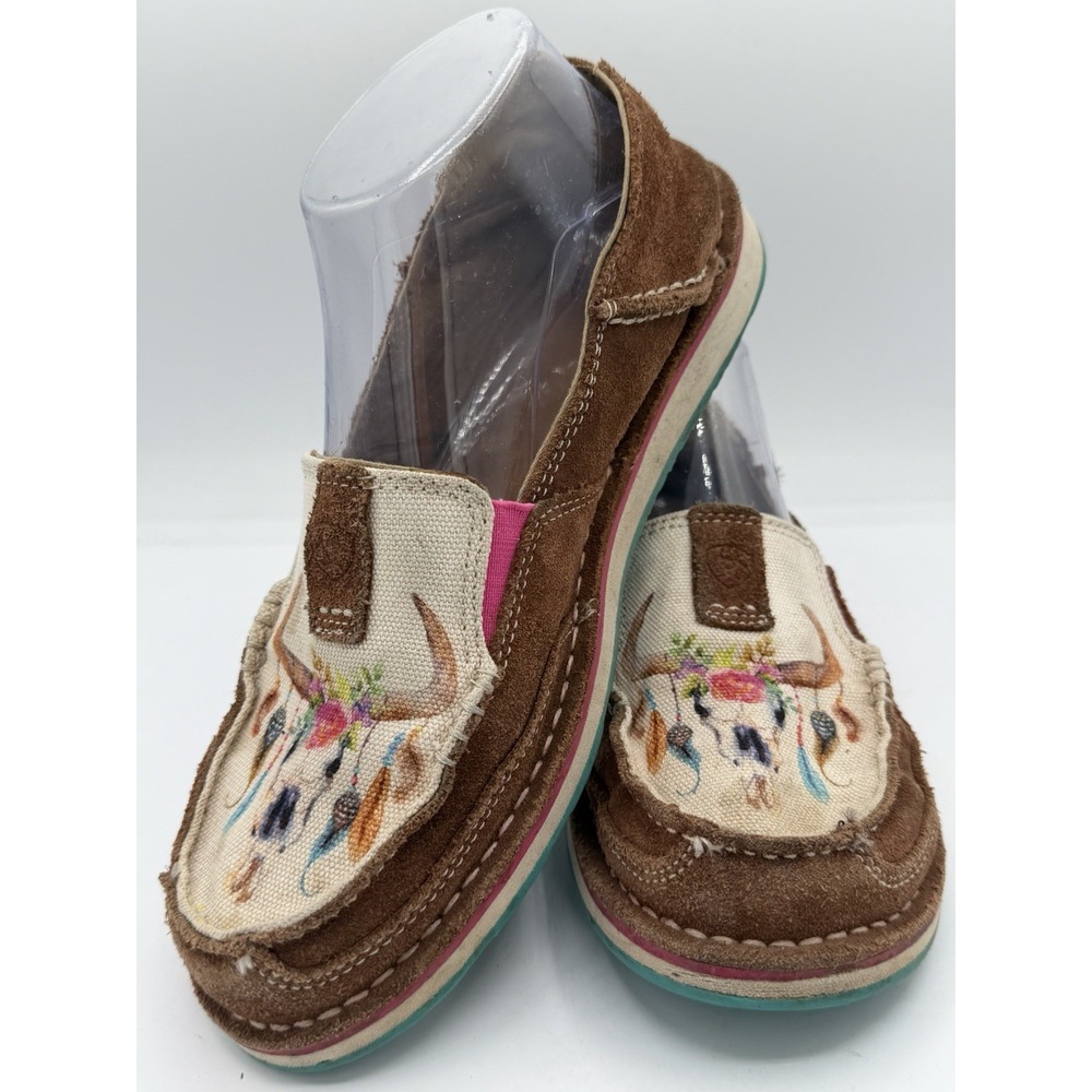Ariat Women's Brown Suede Cruisers Slip-on Loafers Dreamcatcher Print Size 8B